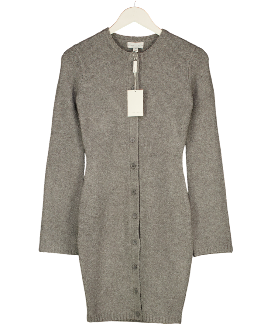 PRETTY LAVISH Grey Aida Knitted Mini Dress UK XS