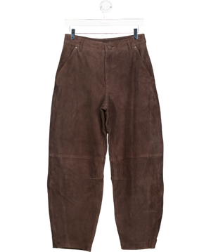 River Island Brown Premium Suede Barrel Leg Trousers UK 8