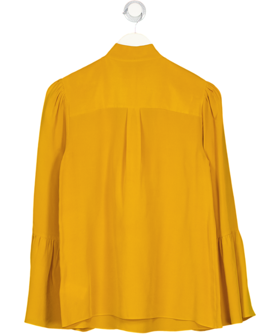 MICHAEL Michael Kors Mustard Yellow Tie Neck 100% Silk Blouse UK S