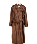 GERARD DAREL Lexie Pure Leather Trench Coat, Brown T2 UK M