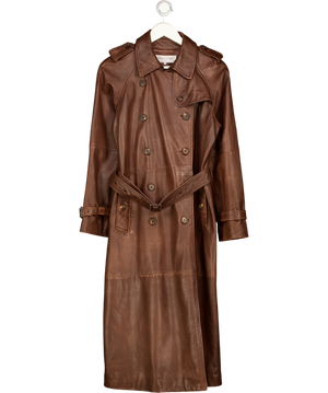 GERARD DAREL Lexie Pure Leather Trench Coat, Brown T2 UK M