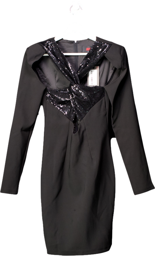 Misspap Black Premium Sequin Twist Cut Out Dress UK 6