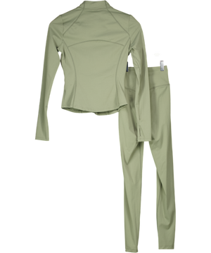 T/ALA Khaki Green Zip Jacket And Leggings Set UK XS
