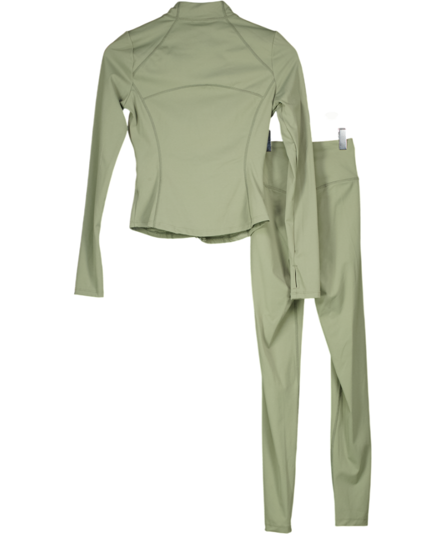 T/ALA Khaki Green Zip Jacket And Leggings Set UK XS