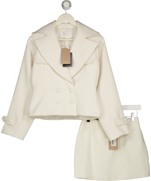 MESHKI 2-piece Cream Elara Cropped Collared Jacket  And Mini Skirt Set UK XXS