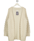 ELEVEN SIX Cream Merino Wool Blend Chunky Bobble Knit Longline Cardigan One Size