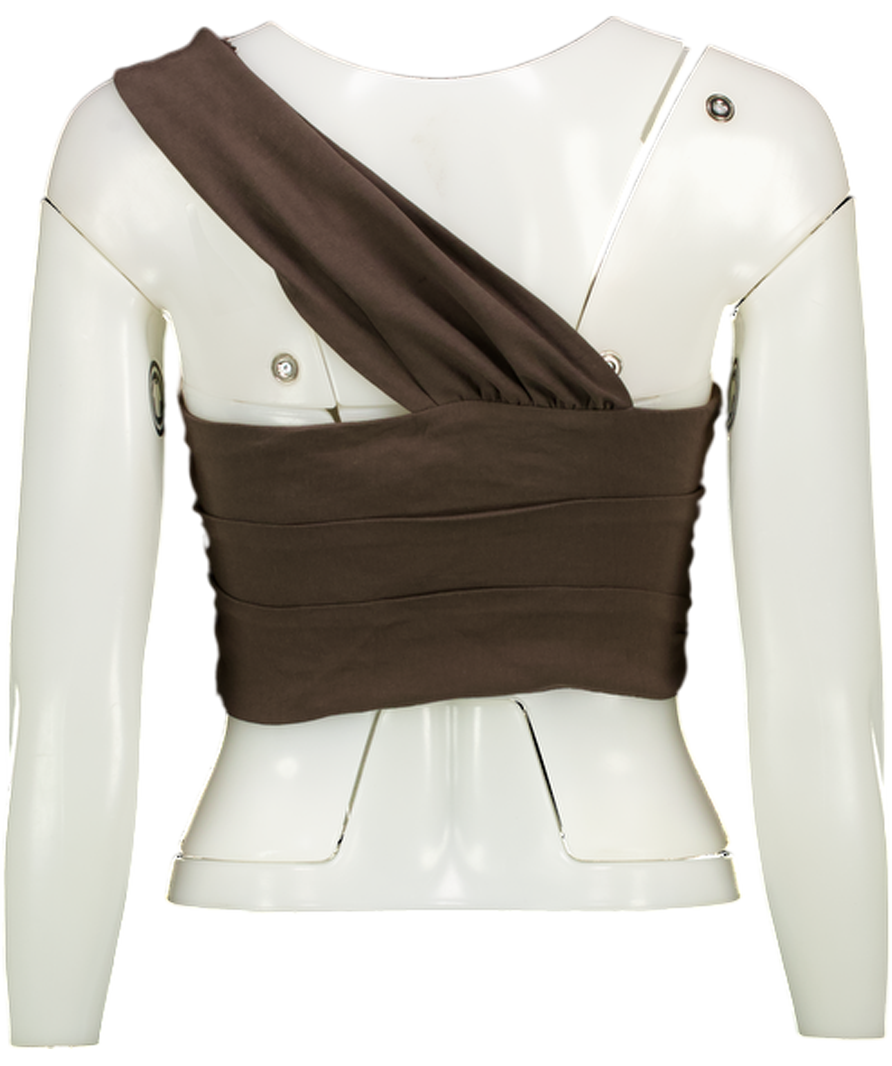 ZARA Brown Linen Blend Crop Top UK S
