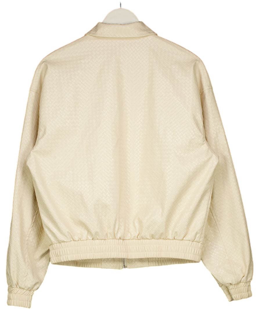 LA SISTERS Faux Leather Woven Bomberjacket Cream UK XS