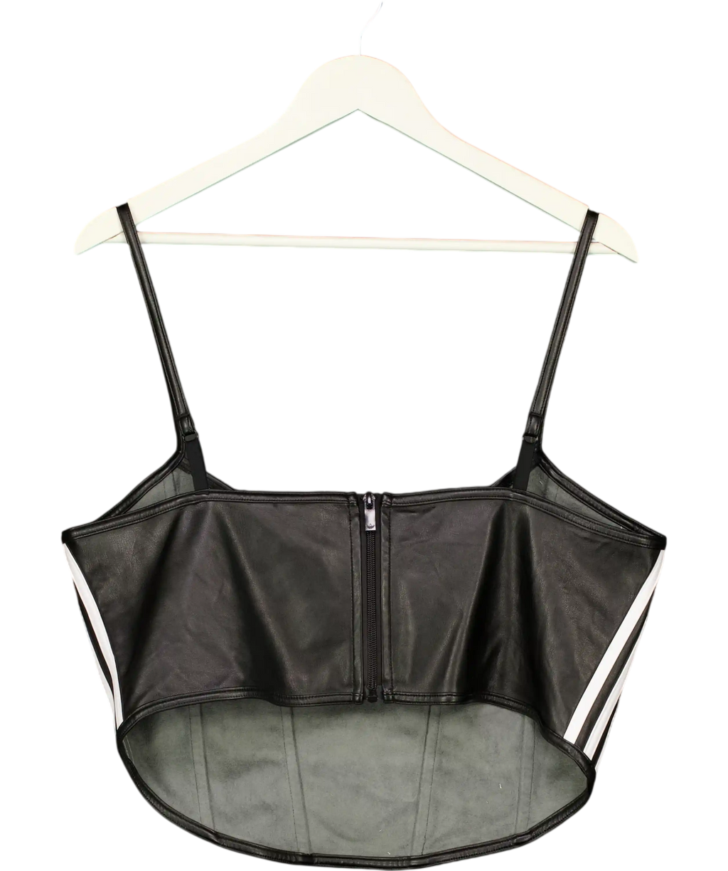 ADIDAS Black Originals Firebird Faux Leather Crop Corset Camisole Top UK 22