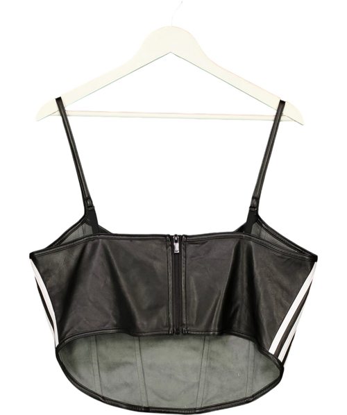 ADIDAS Black Originals Firebird Faux Leather Crop Corset Camisole Top UK 22