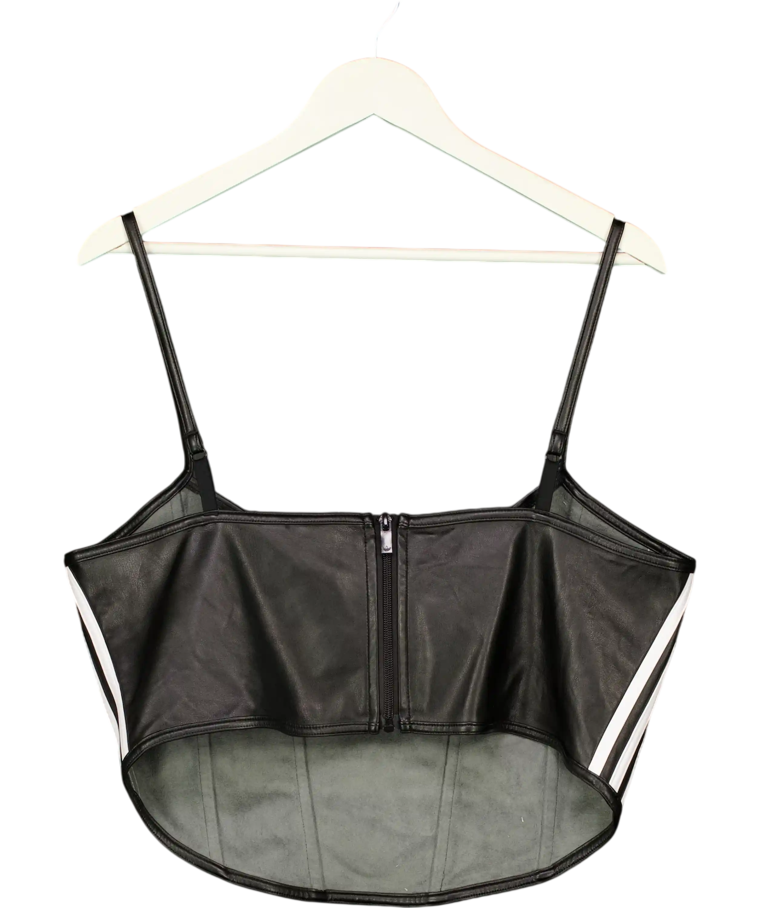 ADIDAS Black Originals Firebird Faux Leather Crop Corset Camisole Top UK 22