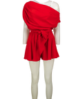 Club L Clydie Red Satin Asymmetric Playsuit With Tie-waist UK 8