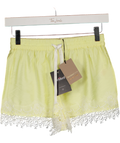 RIVER ISLAND Yellow Lace Trim Shorts UK XS