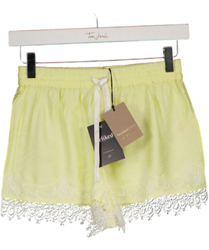 RIVER ISLAND Yellow Lace Trim Shorts UK XS