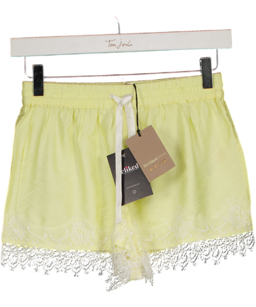 RIVER ISLAND Yellow Lace Trim Shorts UK XS