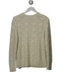 TALBOT'S Cream Supersoft Cotton & Wool Blend Bobble Texture Crewneck Jumper UK M