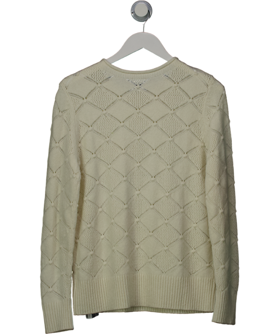 TALBOT'S Cream Supersoft Cotton & Wool Blend Bobble Texture Crewneck Jumper UK M