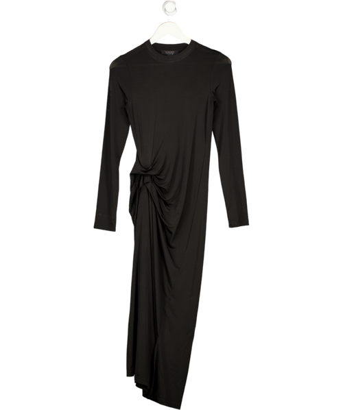 ALLSAINTS Black Rivi Draped Long Sleeve Midi Dress UK 6