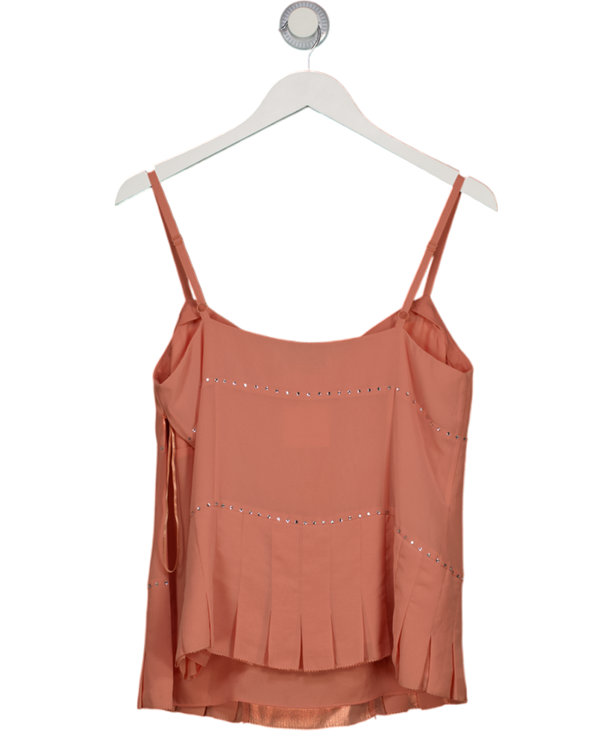 Amanda Wakeley Pink Embroidered Rhinestone Cami UK 14