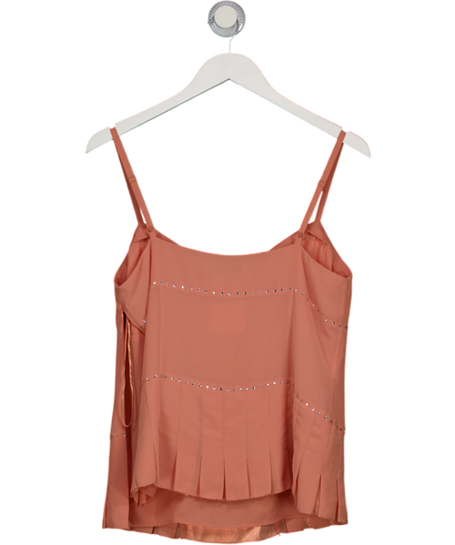 Amanda Wakeley Pink Embroidered Rhinestone Cami UK 14
