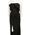 Club L Eva Black Bardot Bow Detail Maxi Dress With Thigh Split UK 8