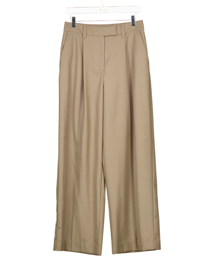 HENNE Taupe Beige Relaxed Wide Leg Portia Trousers UK 6