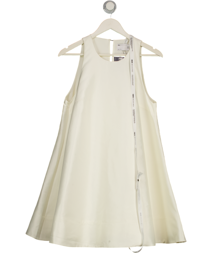 ASOS Structured Mini Shift Wedding Dress In Ivory White UK 14