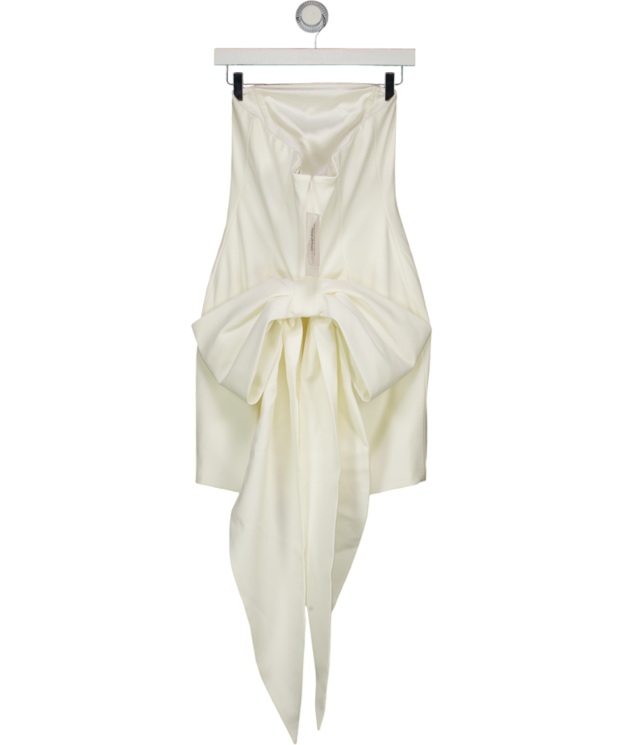 NADINE MERABI Emiliee White Mini Bow Back Dress With & Detachable Sleeve UK S/M