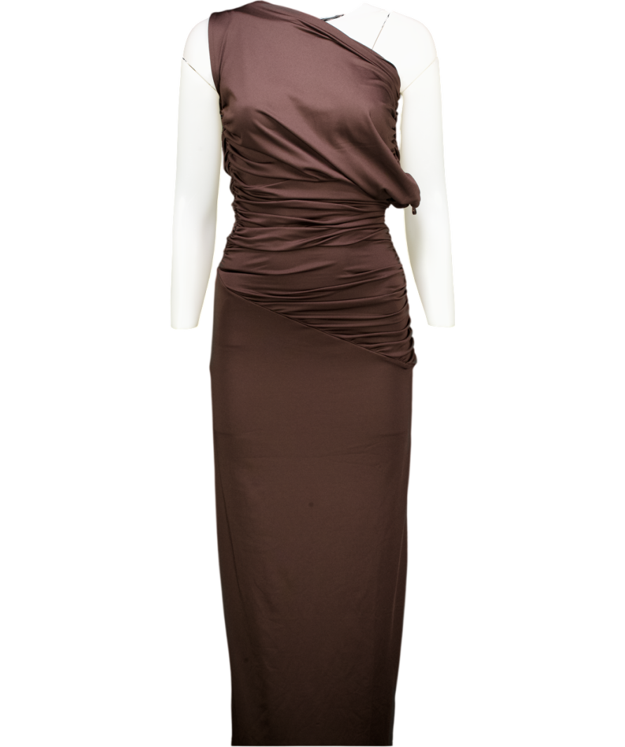 4th & Reckless Brown Oakley Ruched Sleeveless Maxi Dress UK 6