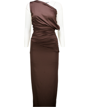 4th & Reckless Brown Oakley Ruched Sleeveless Maxi Dress UK 6