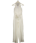 REISS Taya Tie-front Wide-leg Jumpsuit With Linen In Ivory Cream - Petite UK 6