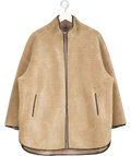 RESERVED Beige Oversize Faux Shearling Zip Jacket UK S