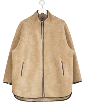 RESERVED Beige Oversize Faux Shearling Zip Jacket UK S