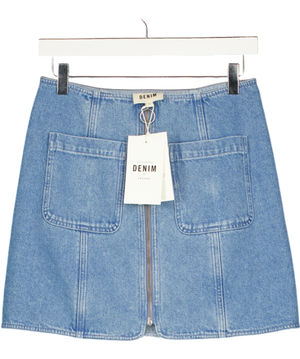 SEZANE Blue Fox Denim Zip Front Mini Skirt UK 8