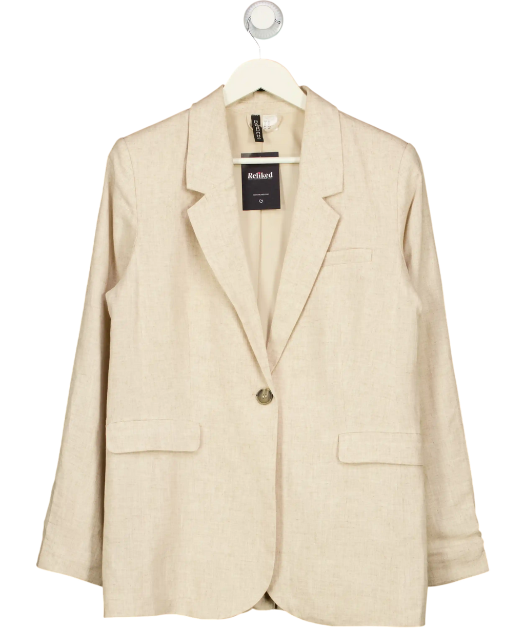 H&M Beige Linen Blend Single Breasted Blazer UK XS