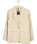 H&M Beige Linen Blend Single Breasted Blazer UK XS
