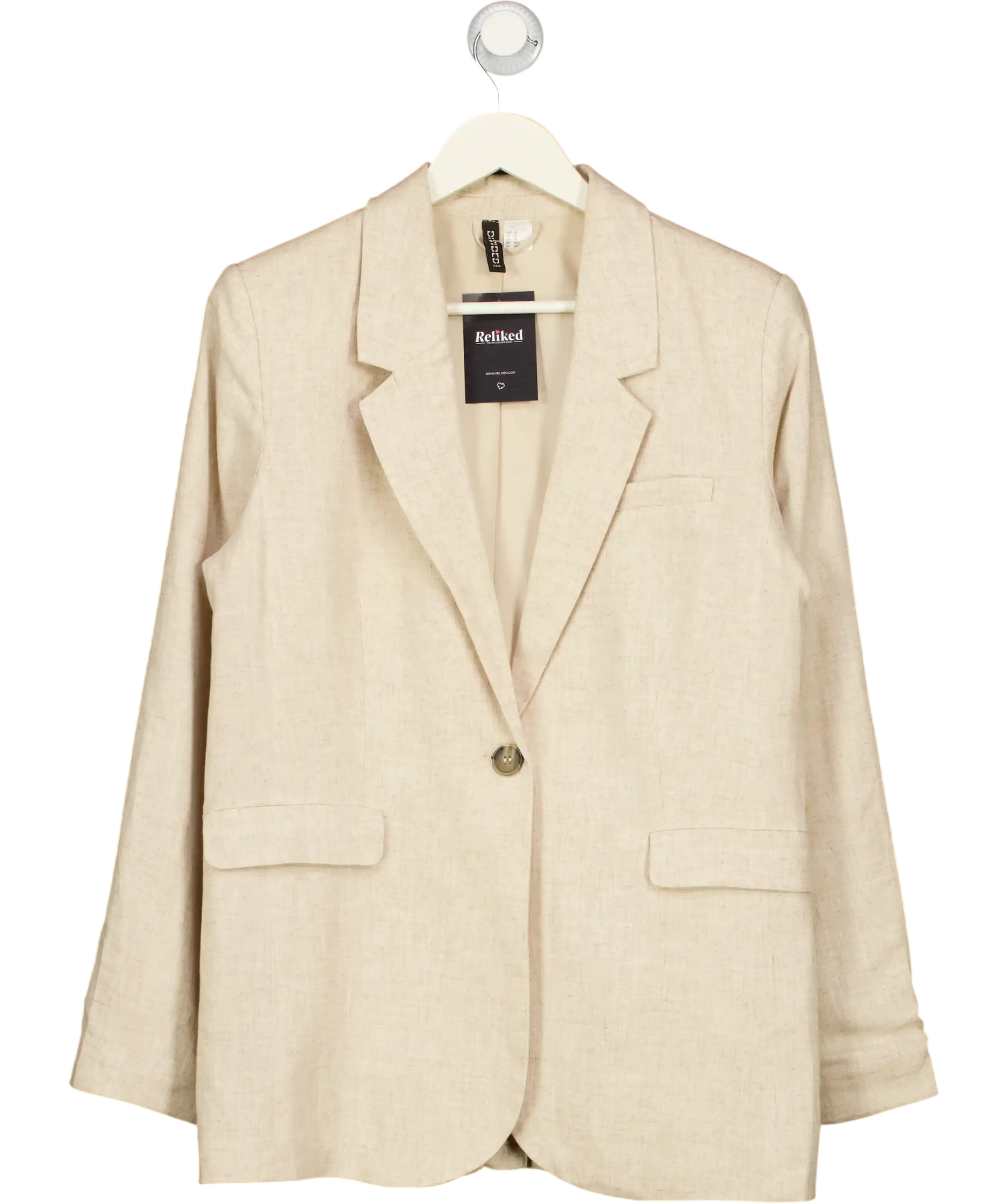 H&M Beige Linen Blend Single Breasted Blazer UK XS