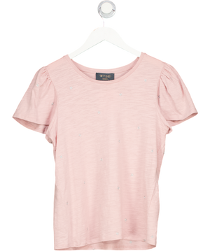 WYSE LONDON Pink / Silver Flutter Sleeve Star Embroidered T-shirt  Sz1 UK 8