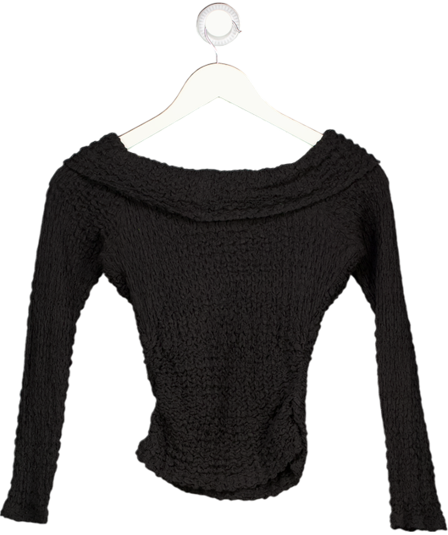 ASTR the Label Black Textured Knot Front Off The Shoulder Top UK XS