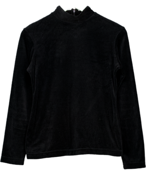 Monsoon Black Long Sleeve Velvet High Neck Top UK 14