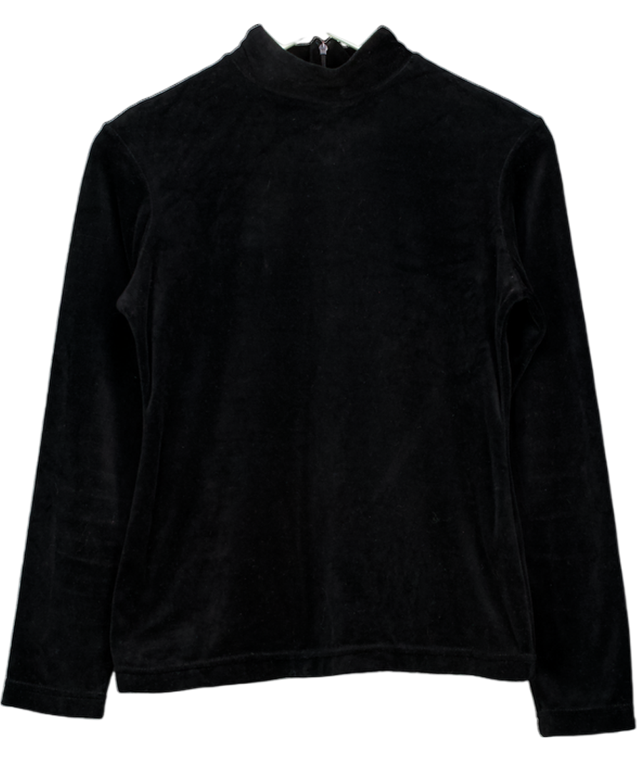 Monsoon Black Long Sleeve Velvet High Neck Top UK 14