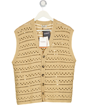NANUSHKA Beige Andor Crochet-knit Cotton-blend Vest UK L