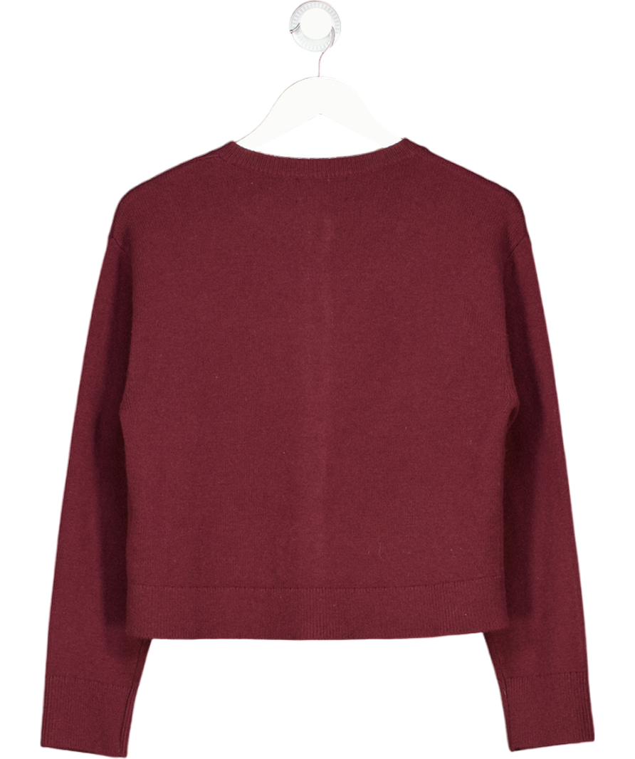 & Other Stories Red Boxy Merino Wool Cardigan UK S