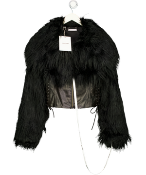 JADED LONDON Black Cropped Faux Fur Trimmed Jacket UK S