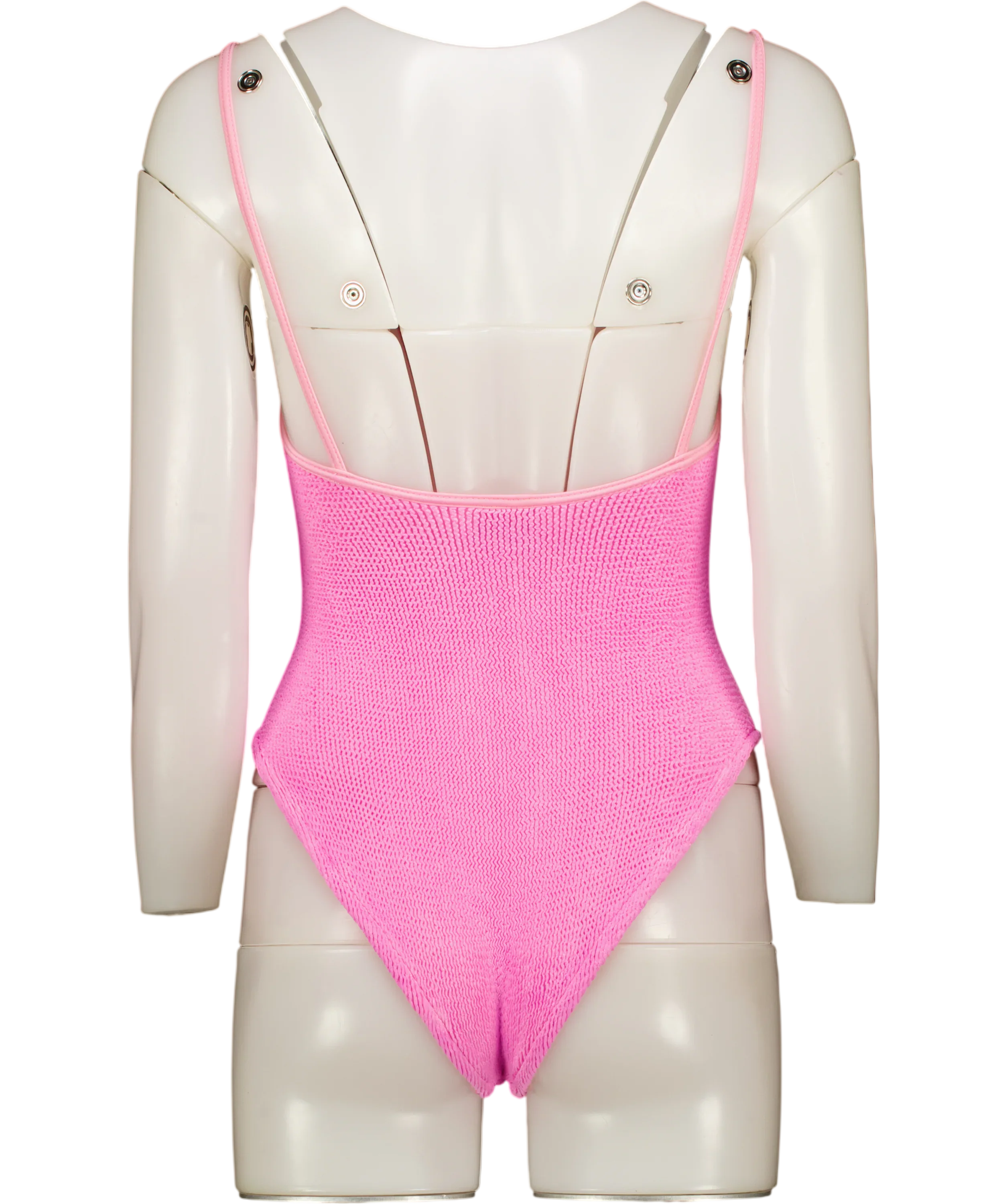 HUNZA G Pink Pamela Original Crinkle Swimsuit One Size
