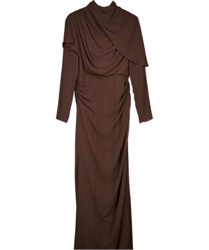 ASOS Design Draped Long Sleeve Maxi Dress In Chocolate Brown UK 10