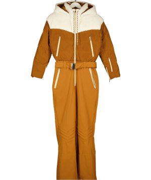 MY SUNDAY SKI Down Filled Frontier Ski Suit - Chestnut Brown UK S