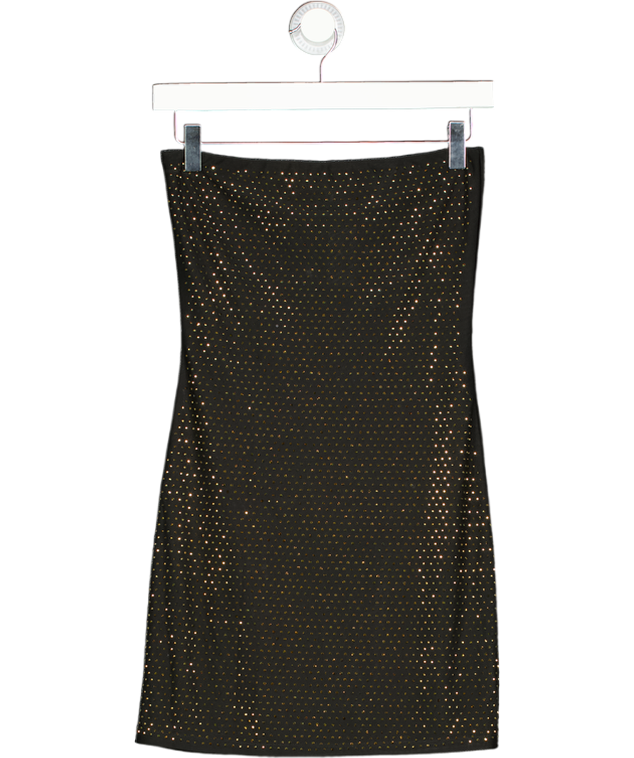 SLA the label Black / Gold Crystal Embellished Strapless Mini Dress UK S