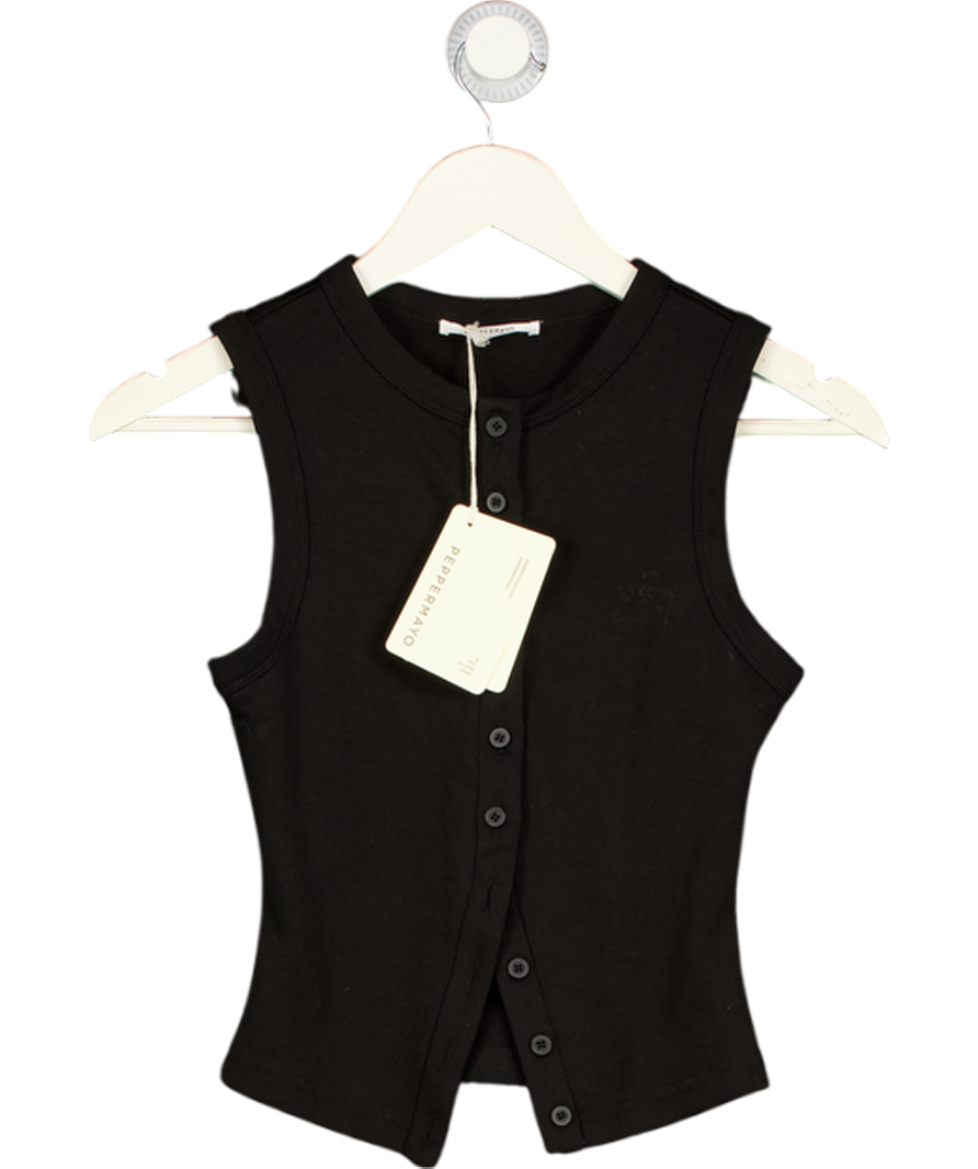 PEPPERMAYO Black Blair Buttoned Tank Top UK 6