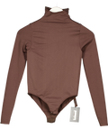 SKIMS Chocolate Brown High Neck Seamless Bodysuit UK S/M